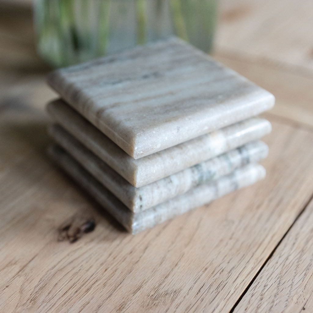 Aydin, Square Brown Marble Coasters – Arthur Cameron Trade