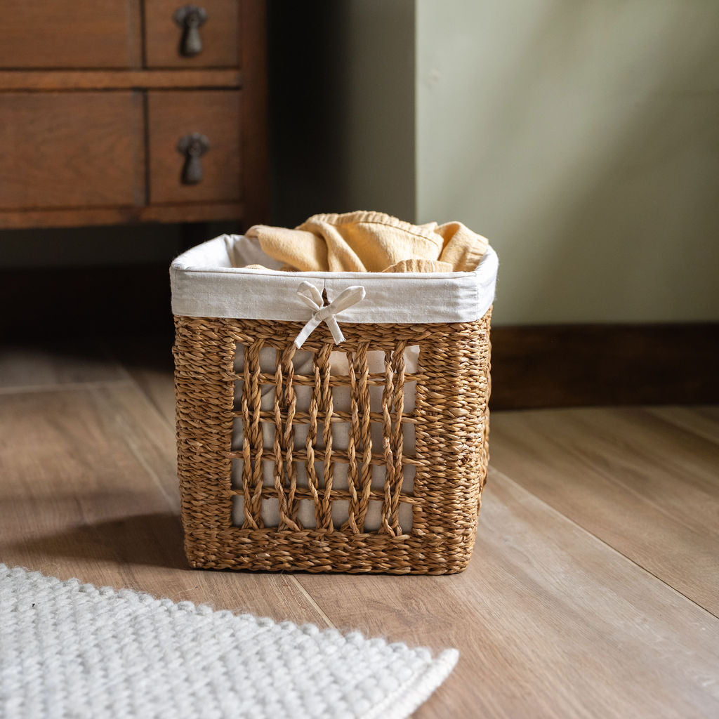 Balu Cotton Lined Woven Seagrass Storage Basket – Arthur Cameron Trade