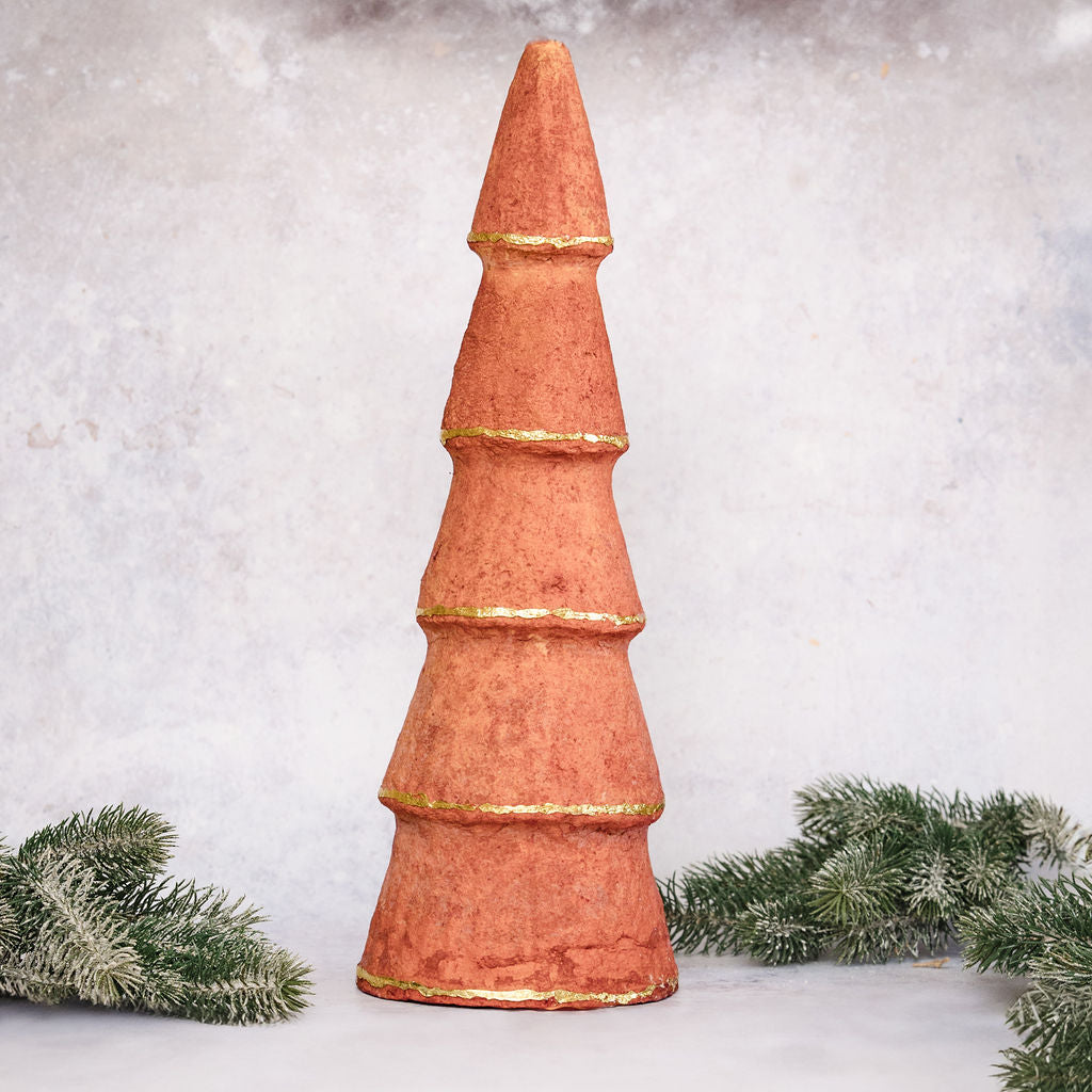 Terracotta Cotton Mache Christmas Tree – Arthur Cameron Trade